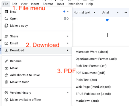 Download Google Docs or Sheets to PDF
