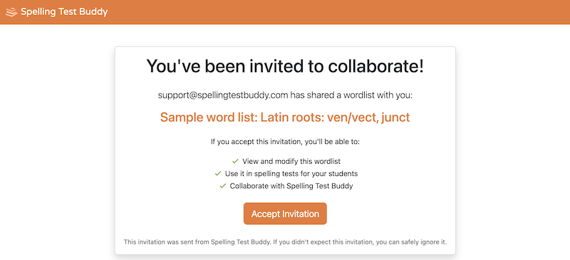 Click on a share link in your email to view and accept the invitation