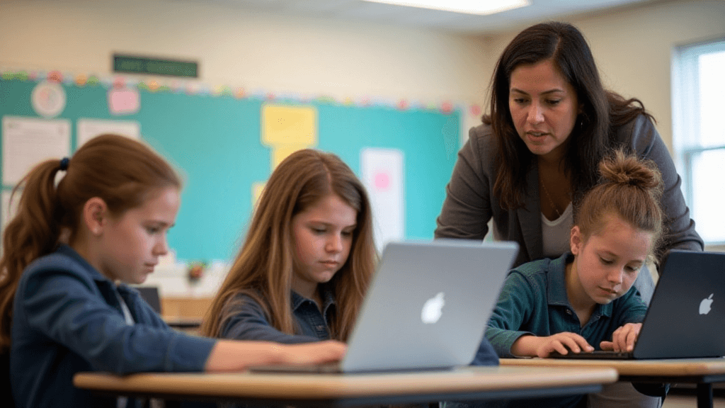 Ms. Carter's classroom working on spelling training with Spelling Test Buddy