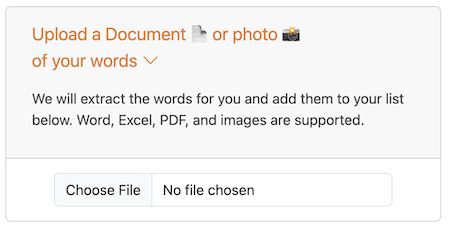 Screenshot of upload button