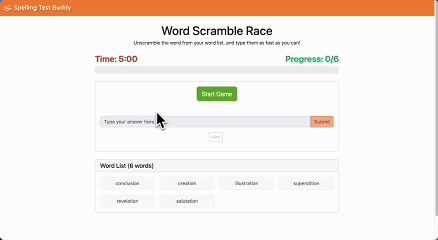 Word Scramble Race game