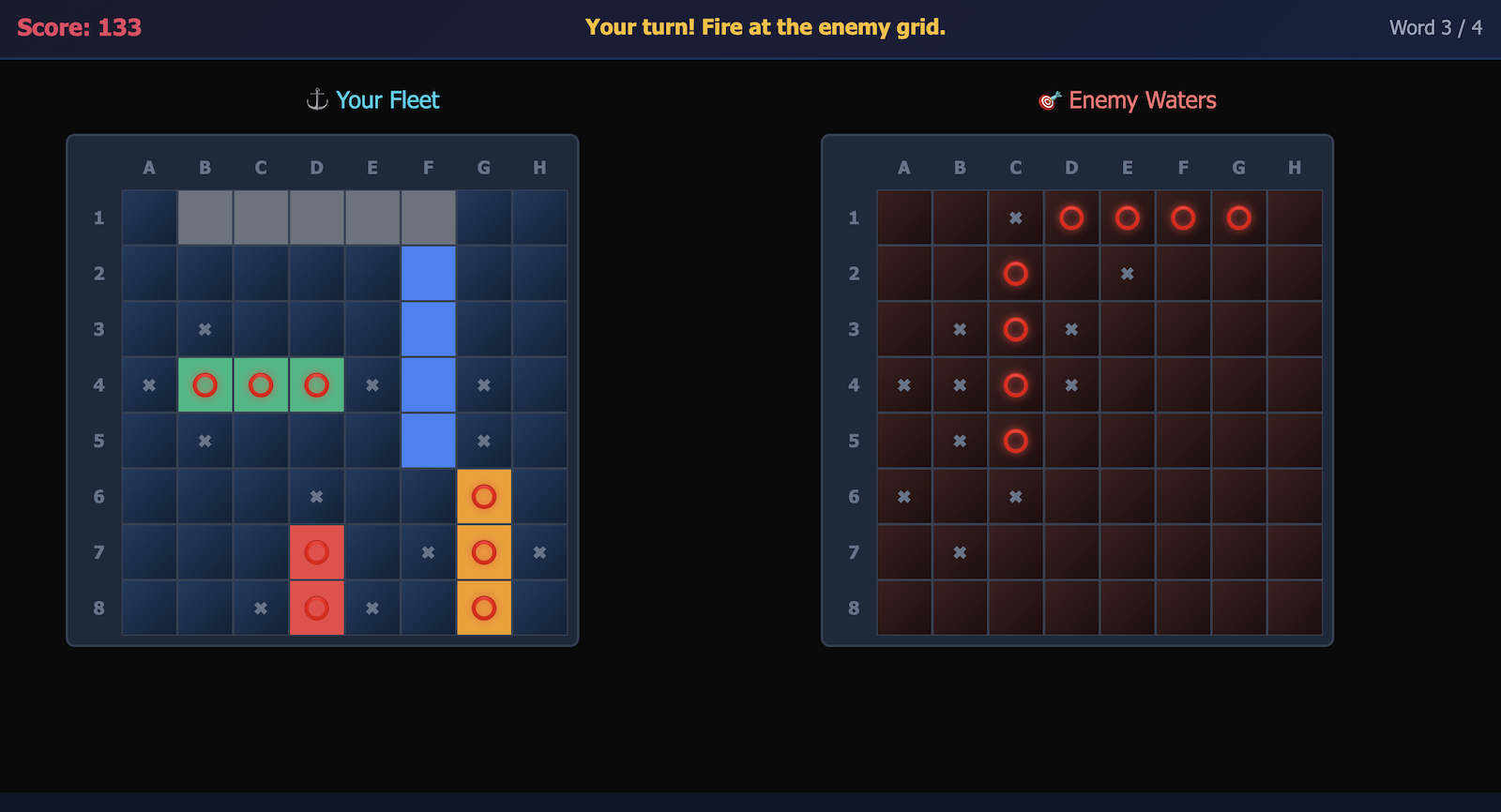 Spell and Sink Battleship-style spelling game