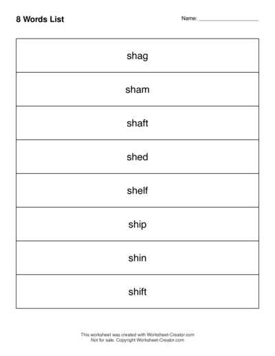 Spelling Word List - 8 words