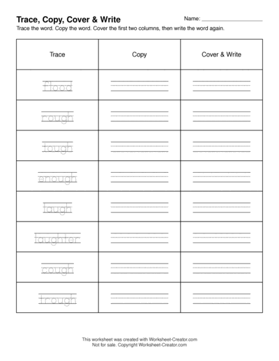 Trace, Copy, Cover & Write