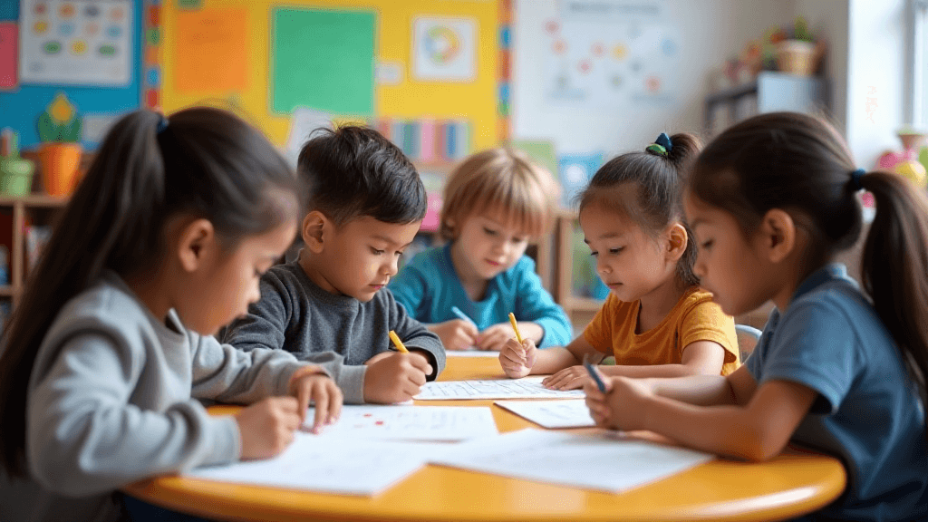 First Grade students working on their sight words and their spelling words