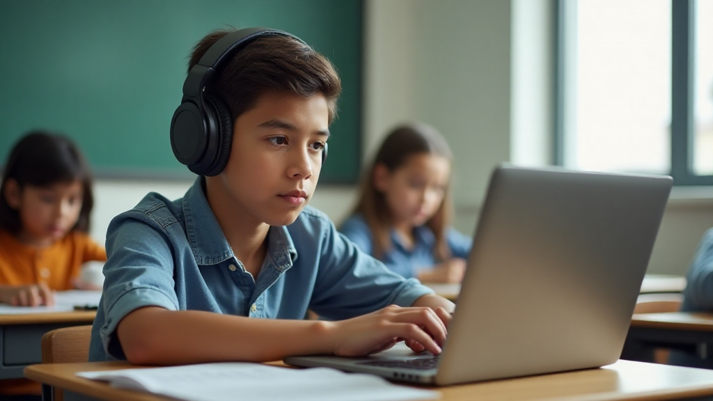 Teenager taking a Fry Sight Words spelling test with Spelling Test Buddy